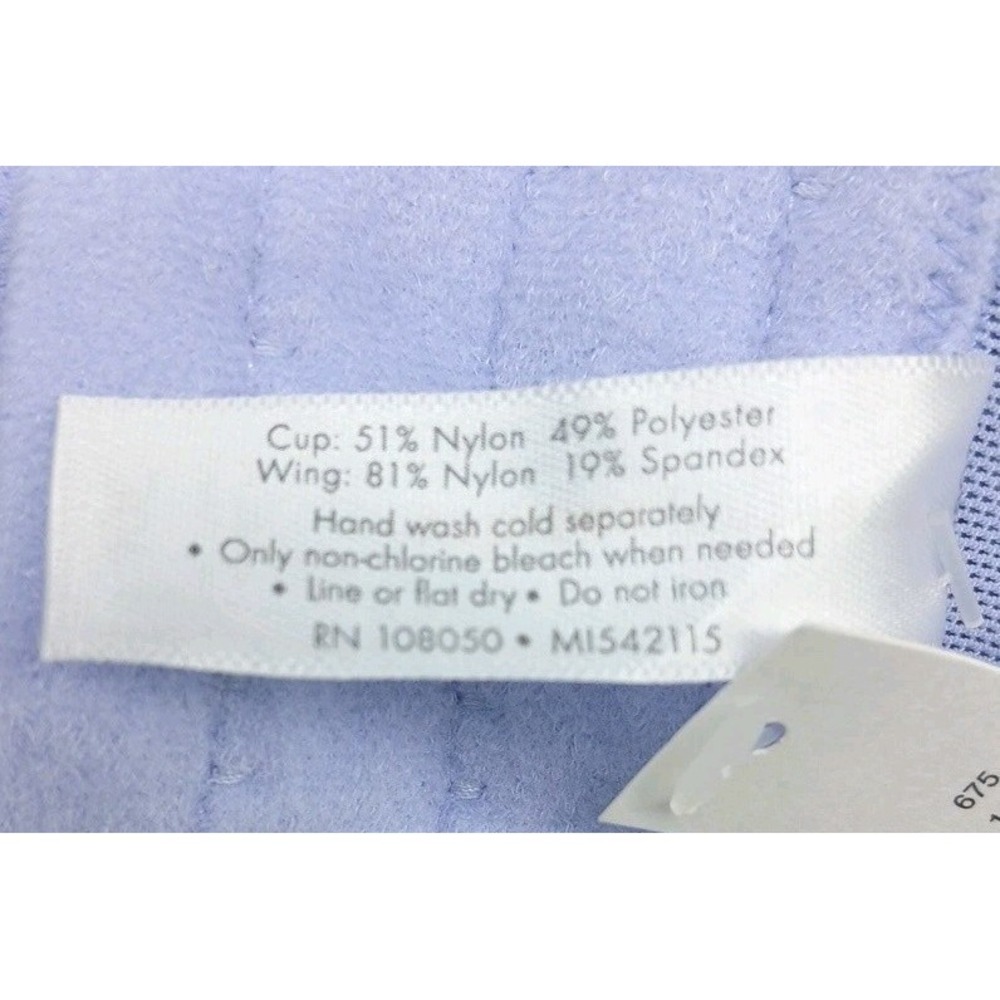 Cacique Periwinkle Blue Lace Sheer Floral Embroidered Mesh Underwire Bra 40c New - Picture 8 of 8